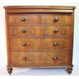 A William IV mahogany chest, of two short and three long drawers,