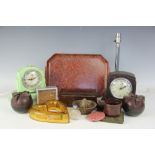 A collection of bakelite and vintage items, to include an Art Deco chrome table lamp,