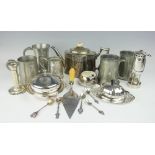 An assortment of silver and silver plated wars to include a 'Thomas and WIlliams Cambrian Works,