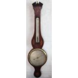 An early 19th century inlaid mahogany wheel barometer, the silvered dial signed 'P Gardelli',