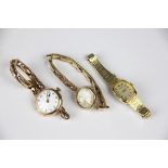 Two ladies 9ct gold wrist watches, with gold plated expanding straps, one a Rotary example,
