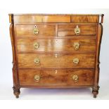 A William IV mahogany chest, with frieze drawer above two short and three long drawers,