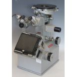 A Reichert Universal Camera Microscope MeF, No 327 230, with label for Shandon Scientific Co,