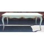 A 19th century style French green painted chateau table / dining table,