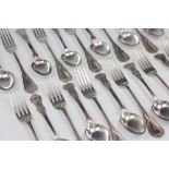 Eighteen silver plated Lily pattern table forks, John Round and Sons,