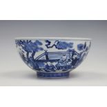 A Chinese blue and white bowl, Jiaqing seal mark,