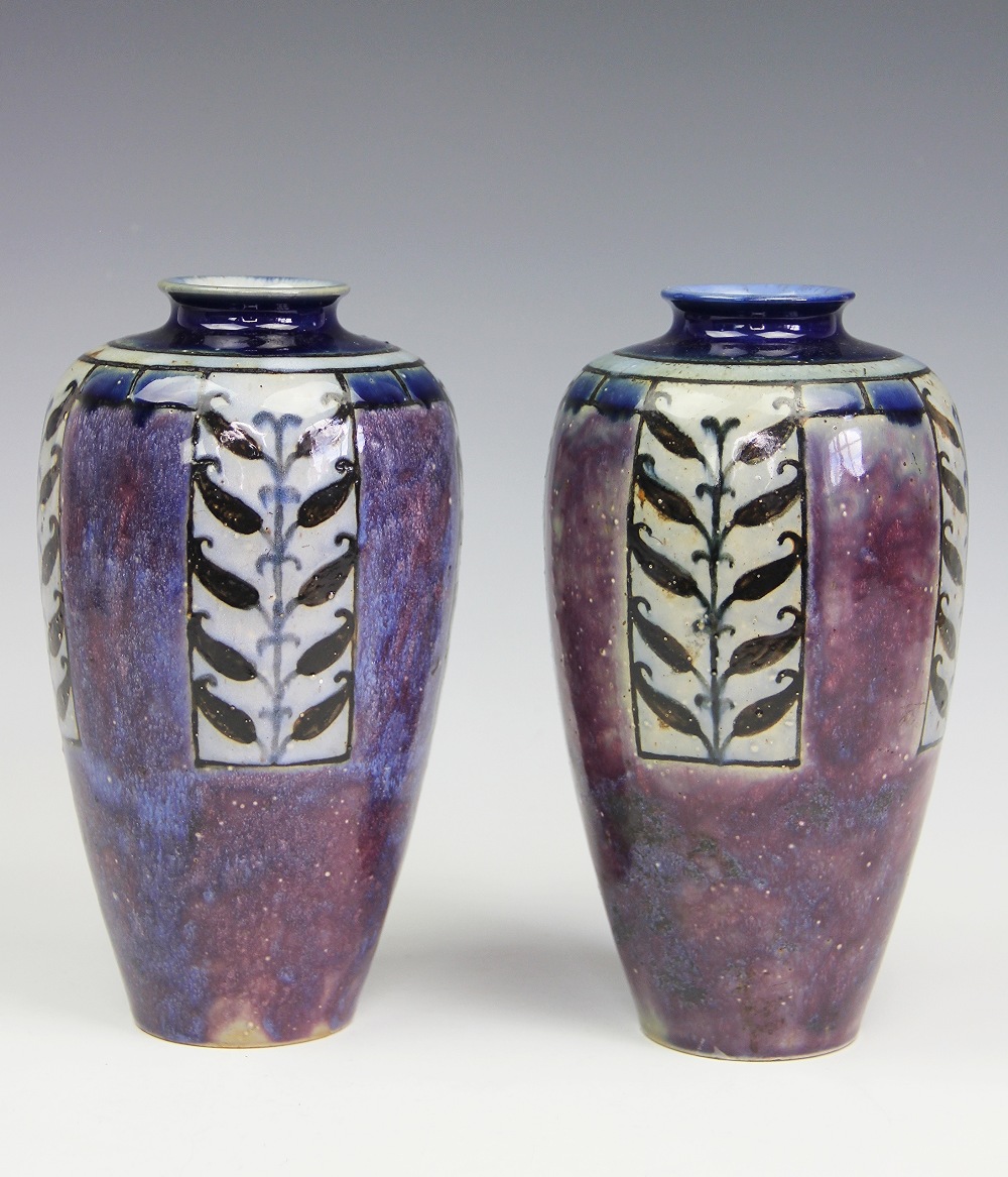 A pair of Royal Doulton '8009' stoneware vases,