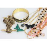 A selection of costume jewellery, to include; semi precious stone set ord pendants and chains,