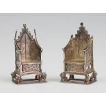 A pair of silver menu holders, Cornelius Desormeaux Saunders & James Francis Hollings Shepherd,