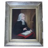 English School (19th century), Oil on canvas, Portrait of a John Wesley in a pulpit, Unsigned,