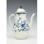 A Caughley coffee pot and cover, circa 1775-77,