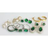 A collection of jewellery, to include; a collection of green stone set jewellery; three rings,