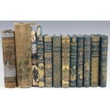PICTORIAL BINDINGS: a collection of nine gilt green pictorial bindings,