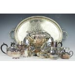 A selection silver plated wares to include a large twin handled presentation tray,