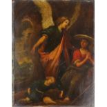 Follower of Pieter Lastman (18th century), Oil on copper, The Angel and Hagarl, 22cm x 17cm,