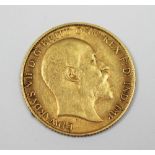 An Edward VII gold half sovereign dated 1909