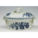 A Caughley oval butter tub and cover, circa 1775,