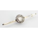 A diamond cluster set brooch (probably converted from a 19th century ring),