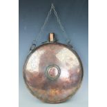 A 19th century copper pilgrim type flask, of large proportions,