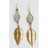 A pair of opal set 'feather' drop earrings by Michael Kirk,