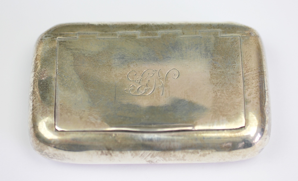 A George III silver snuff box, John Shaw, Birmingham 1810, of rounded rectangular form, - Image 2 of 3