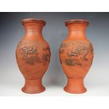 A pair of Chinese Yixing style baluster vases,