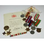 A collection of WWII medals, to include; France and Germany Star,