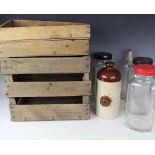 A selection of vintage pine seed trays,