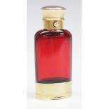 A Victorian silver gilt ruby glass scent bottle, Sampson Mordan & Co, London 1871,