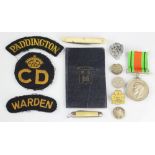 The Defence medal and ARP ephemera relating to Miss N S Stephenson Air Raid warden and Shelter