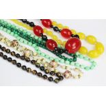 A collection of assorted bead necklaces,