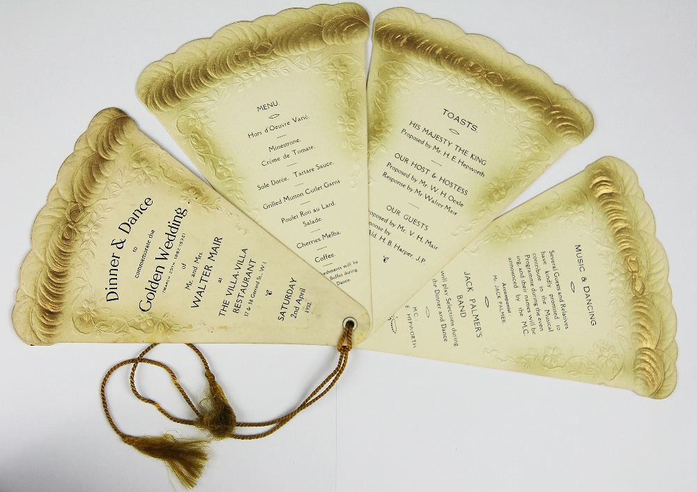 A vintage Wedding dinner and dance invitation modelled as an opening fan, - Image 2 of 2