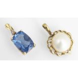 A mabe pearl and diamond set circular pendant/enhancer,