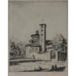 Edward Payne A.R.C.A, Etching, The Church at Palanza, Signed and dated 1931, 31.