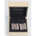 A pair of George Jensen silver clip earrings, model number 432 ND, of plain polished square form, 2.