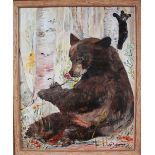 Helga Ruiterman (Contemporary) Oil on canvas, Mother bear and cub,