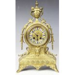 A 19th century French brass mantle clock,