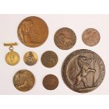 A collection of seven World War I commemorative bronze medallions,