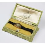 A ladies Art Deco 9ct gold cased wristwatch, Arabic numeral dial, case stamped 'Stolrace' 'G.A.