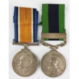 A World War One British War Medal and India General Service Medal 1909 pair to Lieut C. E.