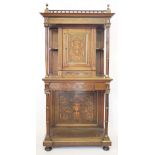 A late 19th century French inlaid walnut cabinet stamped for 'R. G.