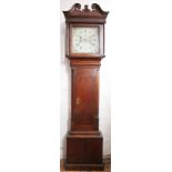 A George III Welsh oak longcase clock, the painted dial signed 'Watkin Owen Llanrwst',