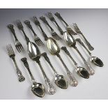 A part silver suite of Kings pattern flatware, George IV / William IV,