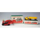A Dinky Supertoys 561 Blaw Knox Bulldozer, in red; with a 521 Bedford Articulated Lorry in yellow,