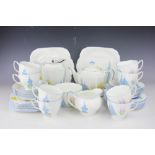 A Grafton Art Deco Shelley style tea service, each piece florally painted,