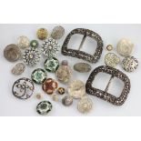 A collection of assorted buttons, to include; 19th century enamelled buttons, silver buttons,