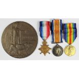 A World War One trio and death plaque to 1458 Dvr J. Mitchell R.A.M.