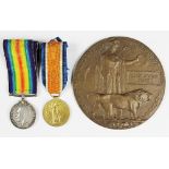A World War One pair and death plaque to GS-37160 Pte A. Knapp, R.