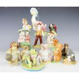 Fourteen Beatrix Potter figures comprising ten Beswick examples and four Royal Albert examples to
