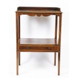 An Edwardian satinwood inlaid mahogany two tier side table,